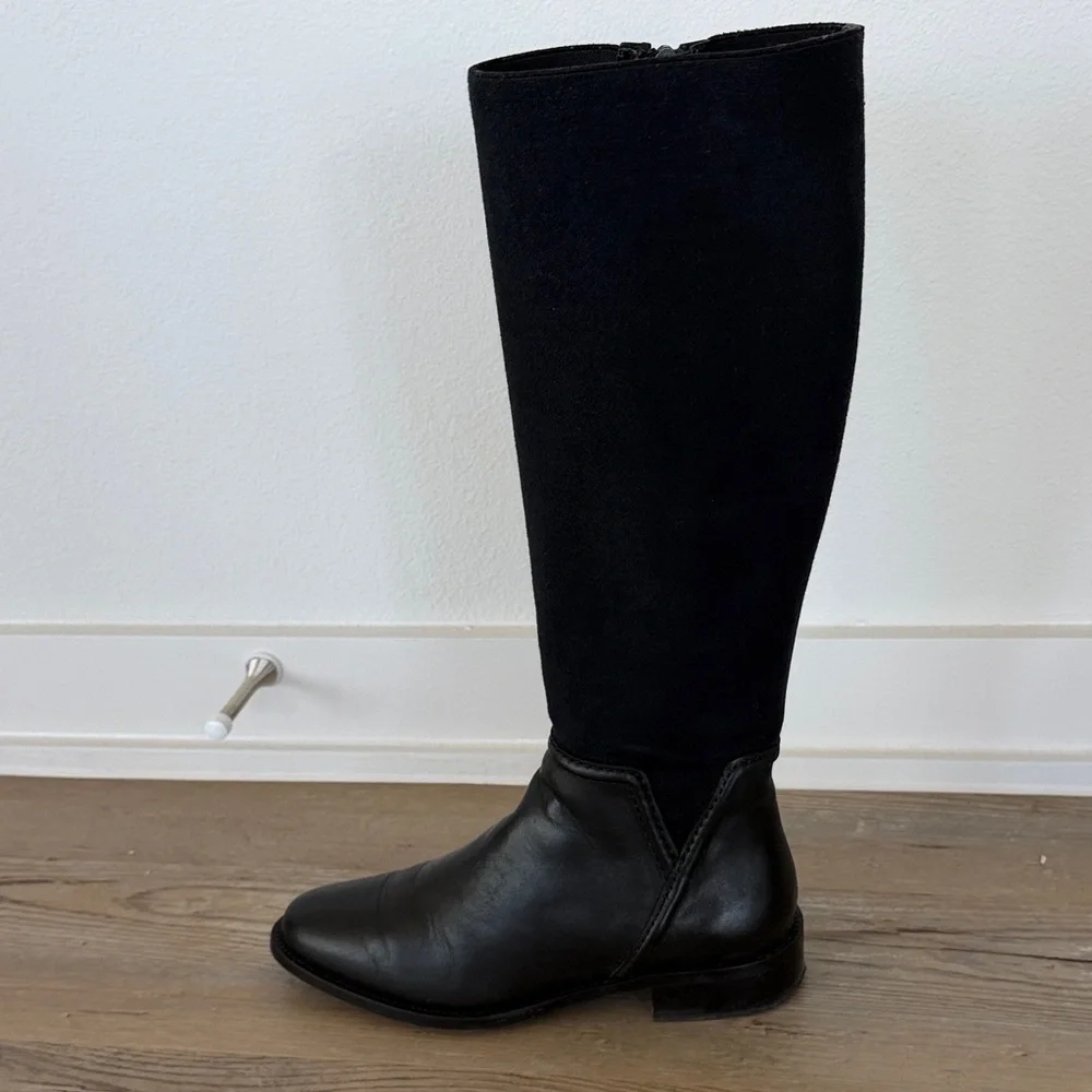 Aquatalia Nanina Knee High Weatherproof Boots Black 7.5 Leather Riding - Picture 4 of 16